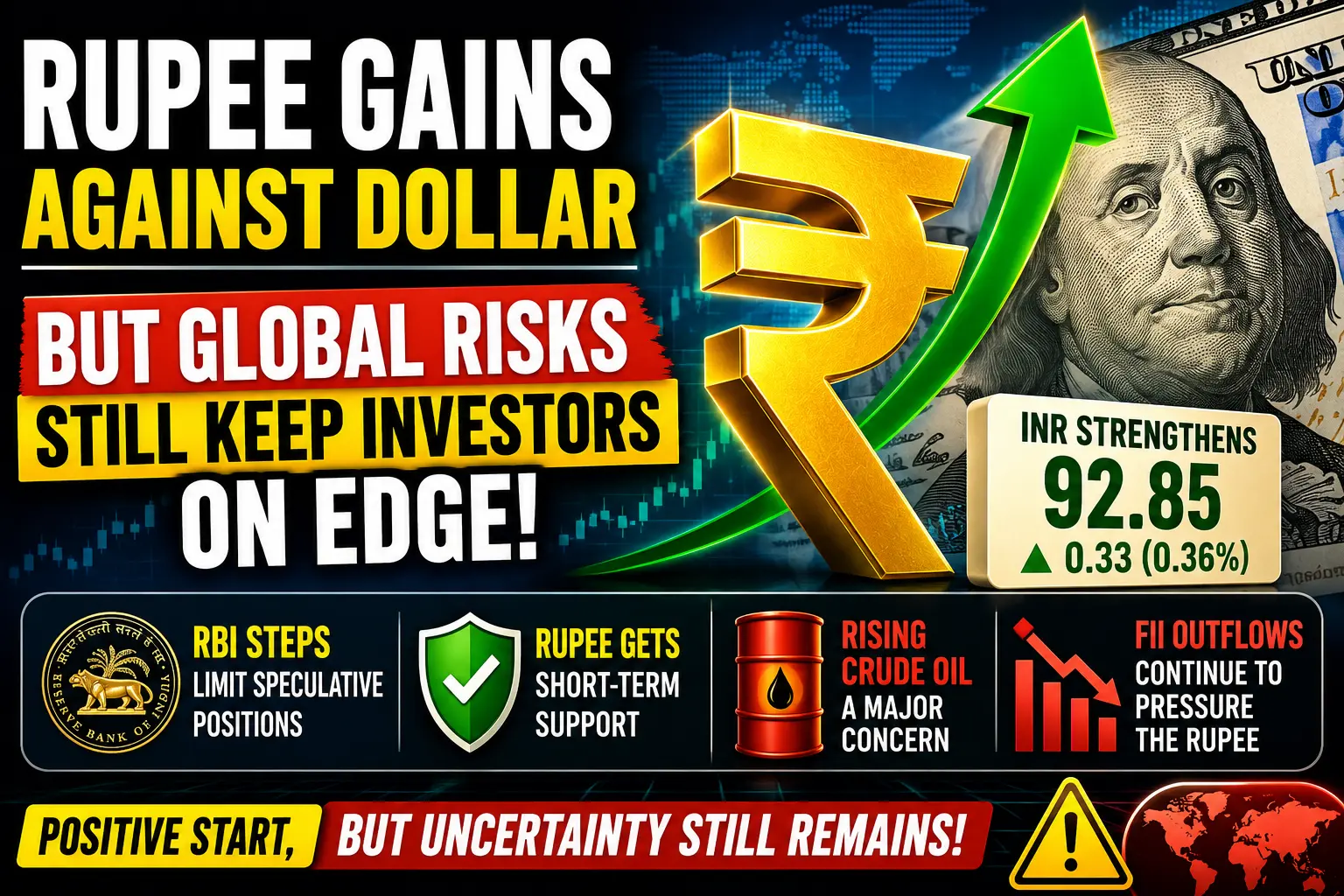 Rupee Gains Against Dollar but Global Risks Still Keep Investors on Edge