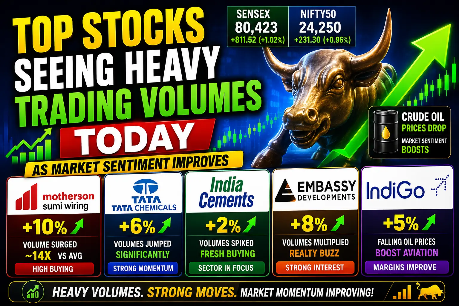 Top Stocks Seeing Heavy Trading Volumes Today as Market Sentiment Improves